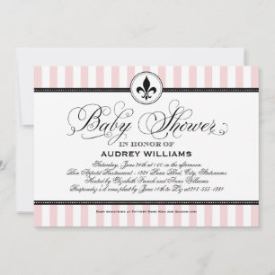Invitation Douche vintage pour bébé rose vif