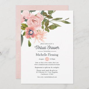 Invitation Douche virtuelle Blush Pink et Rose Gold