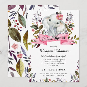 Invitation douche virtuelle nouveaux plans baby shower rose é