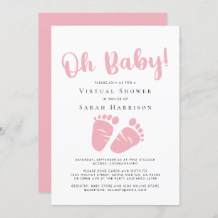 Invitation Douche virtuelle Oh Baby Girl Shower Pieds roses