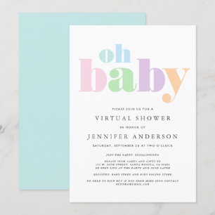 Invitation Douche virtuelle   Oh Baby Pastel Minimal Moderne
