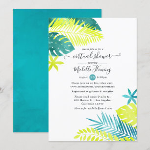Invitation Douche virtuelle turquoise et Lemon Tropical