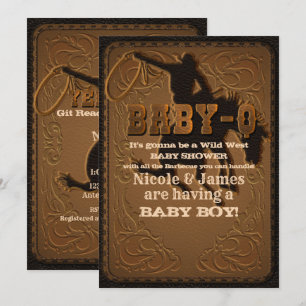 Invitation Douche Western Bébé Cow-boy BABY-Q SHOWER BBQ