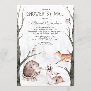Invitation Douche Woodland par mail forêt amis baby shower