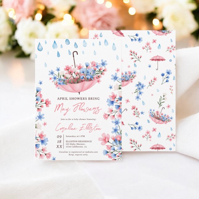 Invitation Douches d'avril mignonnes apportent le Baby shower (Cute April Showers Bring May Flowers Baby Shower Invitation)