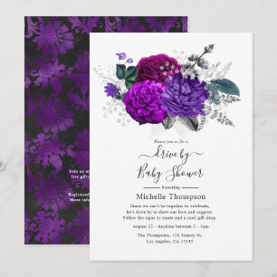 Invitation Douchez Drive By Fleur Royale Violet et Argent