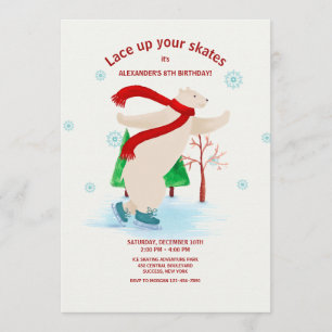 Invitation d'ours blanc de patinage de glace