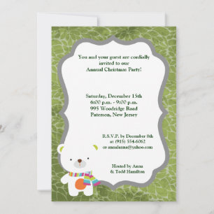 Invitation d'ours polaire de Noël 5x7