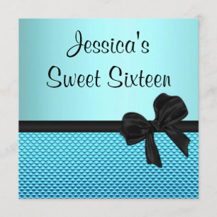 Invitation Doux 16 Anniversaire Bow noir bleu