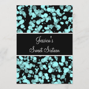 Invitation Doux 16 bulles Turquoises pâles Noir et blanc