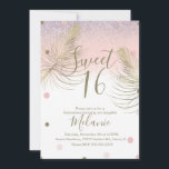 Invitation Doux 16 Faux Parties scintillant points Or Plumes<br><div class="desc">Quince Sweet 16 Invitations avec Faux Parties scintillant Motif et Feather Faux Gold</div>