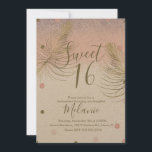 Invitation Doux 16 Faux Parties scintillant Points Or Plumes<br><div class="desc">Quince Sweet 16 Invitations avec Faux Parties scintillant Motif et Feather Faux Gold</div>
