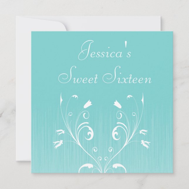 Invitation Doux 16 Fleurs Bleues Bleues Bleues Blancs (Devant)