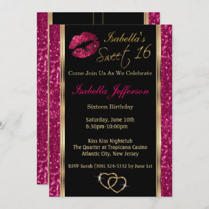Invitation Doux 16 Parties scintillant rose