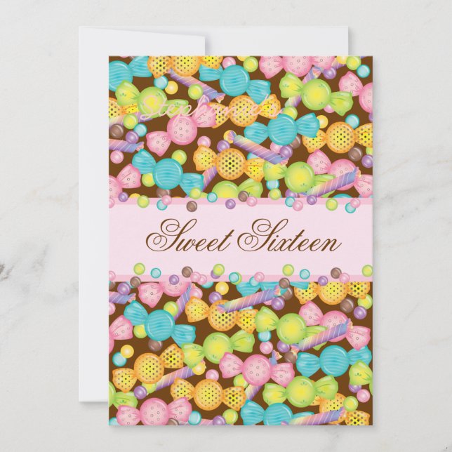 Invitation Doux 16 Seize bonbons en rose Brown (Devant)