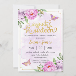 Invitation Doux 16 Seize Papillons Floraux Lilac Violet
