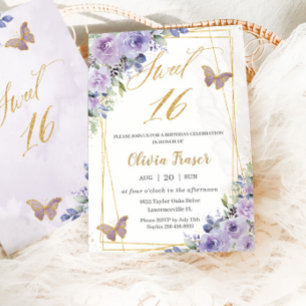 Invitation Doux 16 Seize Papillons Floraux Lilac Violet