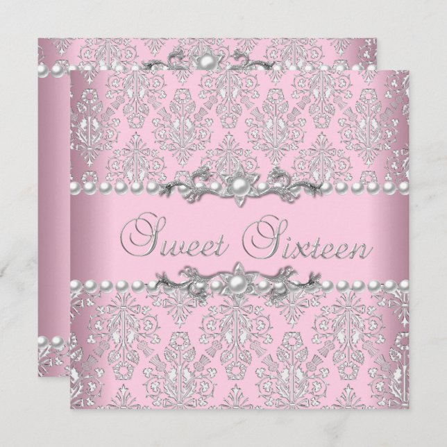 Invitation Doux 16 Seize Pink Silver Blanc Pearl Lace (Devant / Derrière)