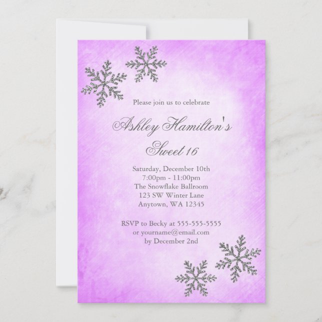 Invitation Doux 16 Snowflakes de Wonderland violet (Devant)