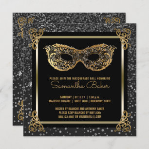 Invitation Doux 16 Sweet sixteen Mascarade Gold Silver