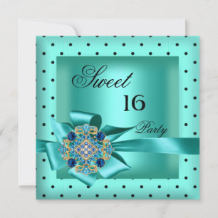 Invitation Doux 16 Sweets sixteens Turquoise bleu Polka point
