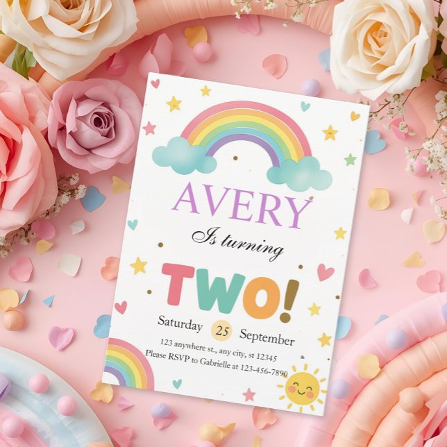 Invitation Doux Anniversaire Rainbow 2ème (Créateur téléchargé)