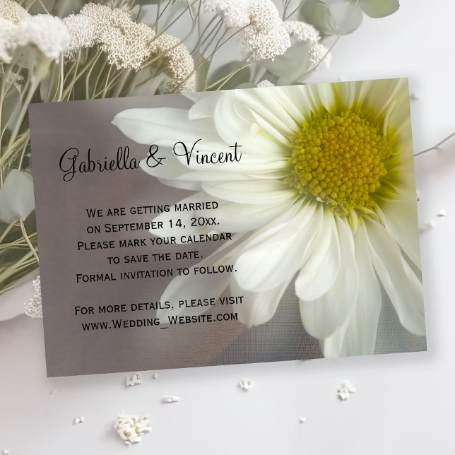 Invitation Doux Blancs sur Mariage Gris Enregistrer la Date (Créateur téléchargé)
