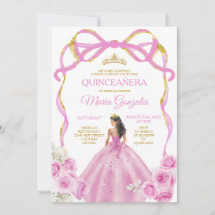 Invitation Doux Bow princesse or Couronne Quinceañera