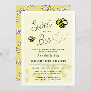 Invitation Doux comme peut Abeille Baby shower jaune clair