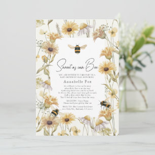 Invitation Doux comme peut Bee Chamomile Baby shower par cour
