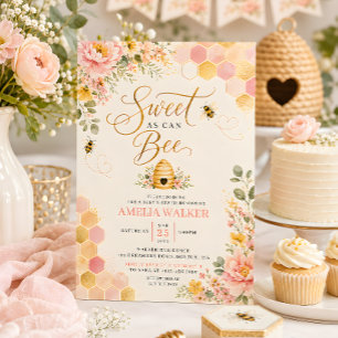 Invitation Doux comme peut être abeille Fleurs miel bébé Show