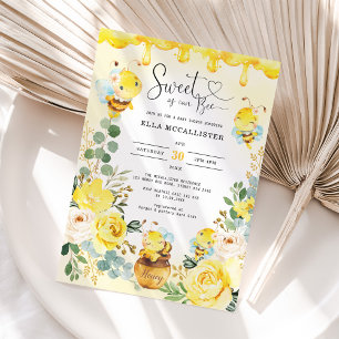 Invitation Doux comme peuvent être Baby shower Roses Jaunes P