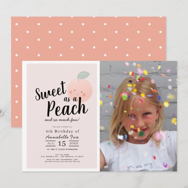 Invitation Doux comme une photo de fille mignonne pour annive (Devant / Derrière)