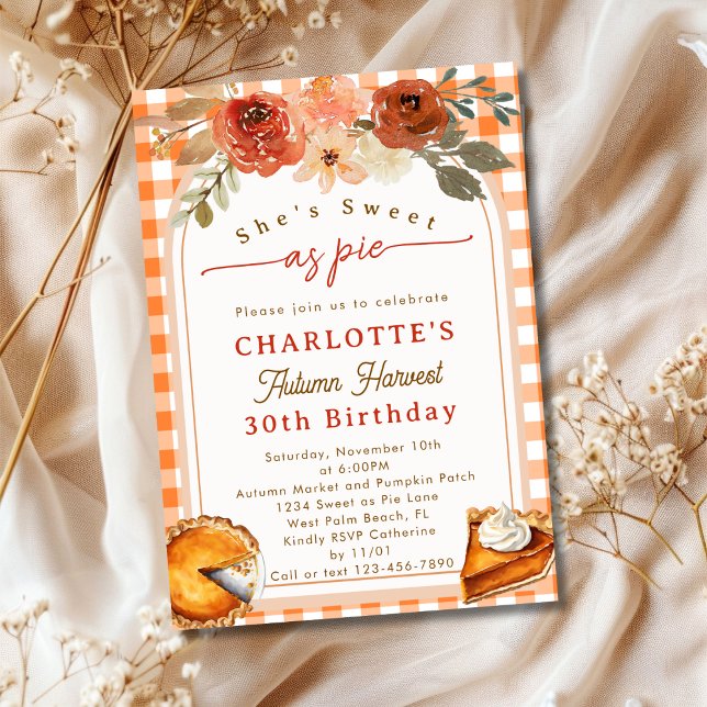 Invitation Doux comme une tarte Fête d'anniversaire sur le th (Créateur téléchargé)