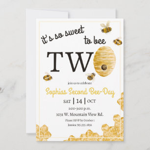 Invitation Doux d'être deux alvéoles abeilles deuxième annive