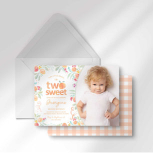 Invitation Doux d'être deux deuxième anniversaire de Peach