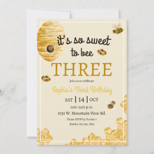 Invitation Doux d'être trois Alvéoles Abeilles Troisième Anni