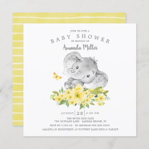 Invitation Doux éléphant joyeux bébé garçon douche