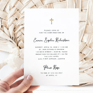 Invitation Doux et simple Confirmation en noir et blanc