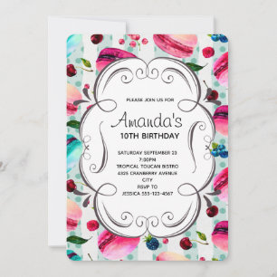 Invitation Doux Macarons Et Cadre Décoratif Anniversaire