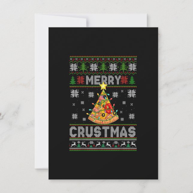 Invitation Doux moche Joyeux Crustmas Pizza Pie Noël Tr (Devant)