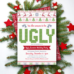 Invitation Doux moche Rouge Vert Noël Fun de Noël Fun