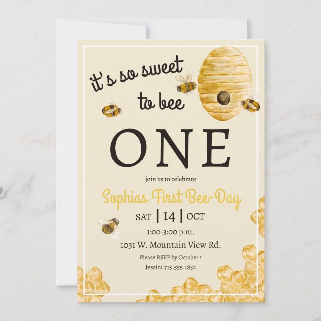 Invitation Doux pour être un abeille nid d'abeilles Fête d'an (Devant)