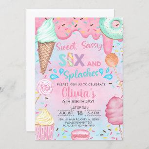 Invitation Doux sassy six et éclabousser l'anniversaire de pi