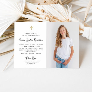 Invitation Doux simple   Photo Confirmation en noir et blanc
