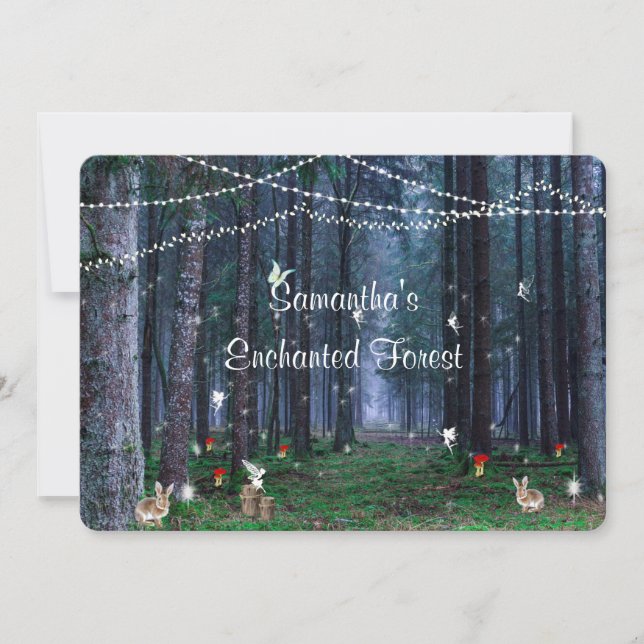 Invitation Douze ans charmants, Forêt Enchantée, Fées, Sur me (Devant)