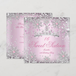 Invitation Douze Ans Douces Flocons Roses Merveilleux Monde B