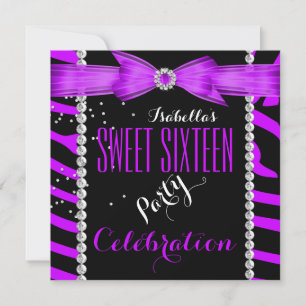 Invitation Douze Ans Douze Ans Zèbre Violet Anniversaire