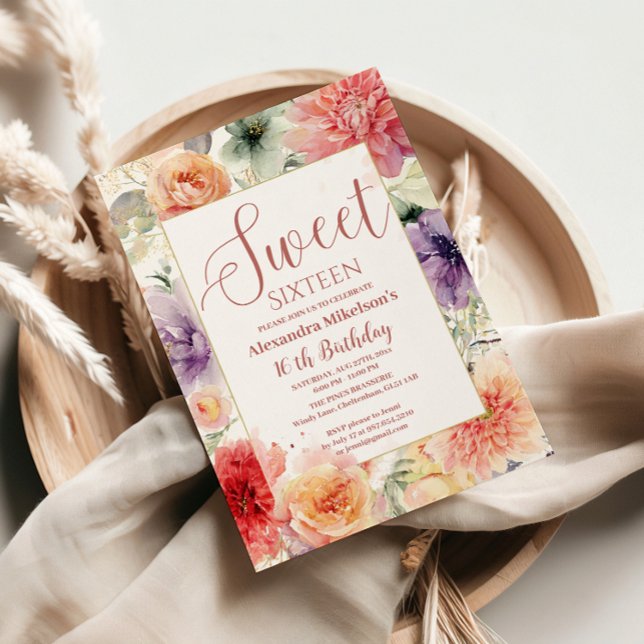 Invitation Douze ans Fleur de champ pastel vintage (Créateur téléchargé)