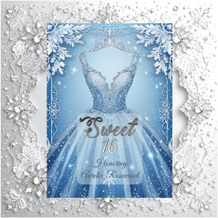 Invitation Douze ans glaciale bleu argent flocons de neige d'